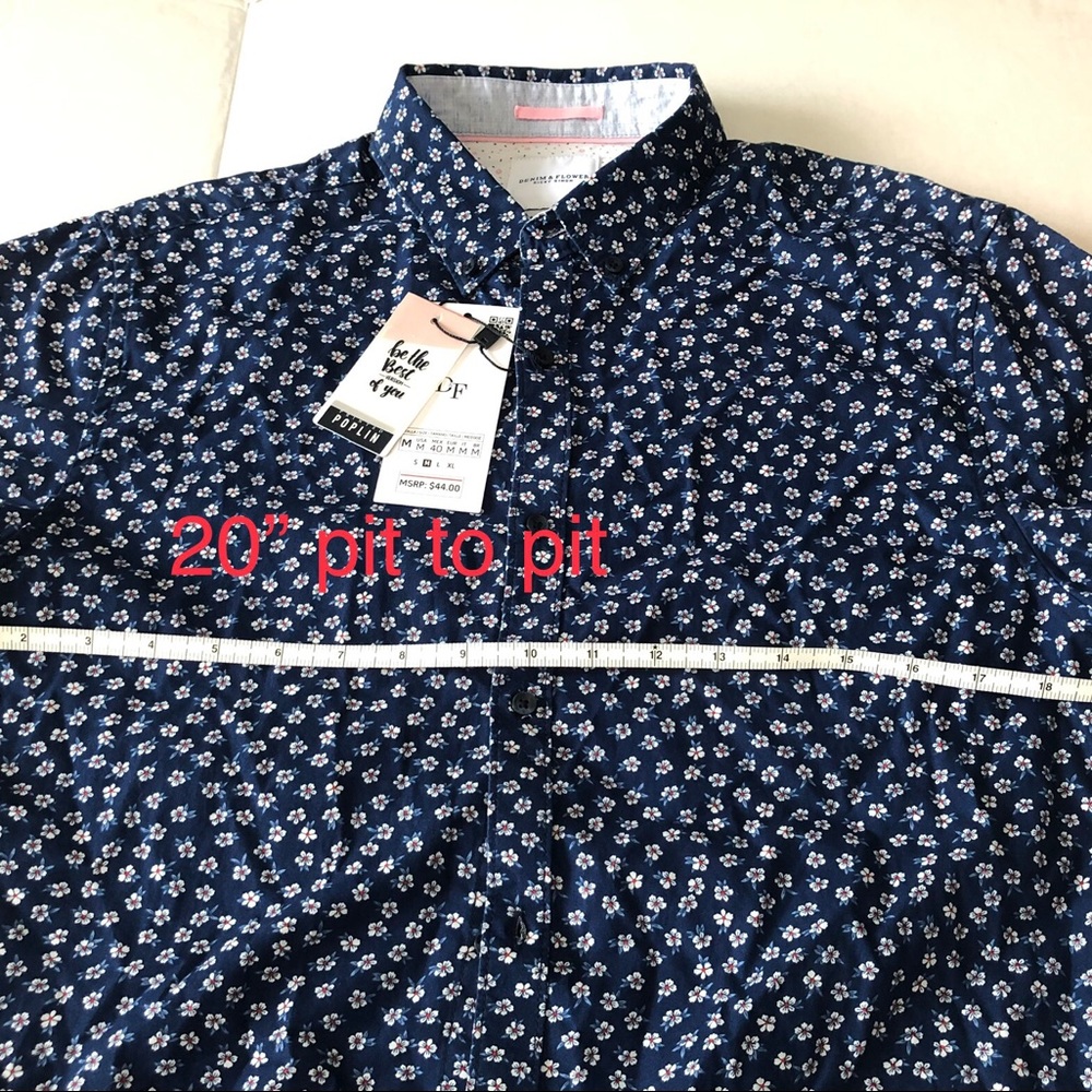 Denim & Flower Button Down Navy Shirt Men’s Medium